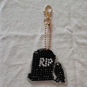 Rhinestone Tombstone and Raven Keychain